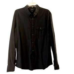 American Eagle Outfitters Flannel Shirt XL Black Gray Long Sleeve Button Front